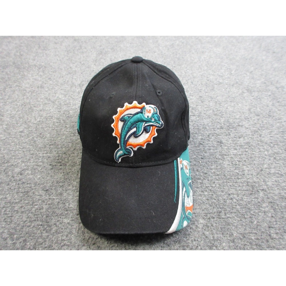 Miami Dolphins Hat Cap Strap‎ Back Mens Black Teal NFL Football Throwback Logo
